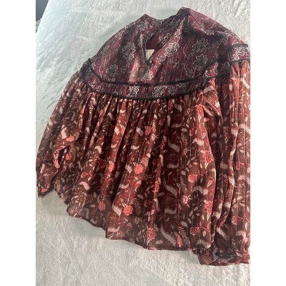 Zara Burgundy Floral Blouse - Picture 11 of 15
